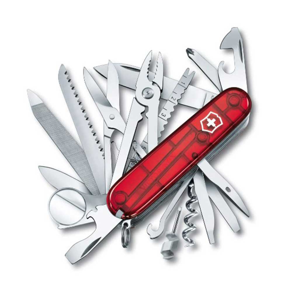 NAVAJA VICTORINOX TRANSPARENTE SWISS CHAMP ROJO