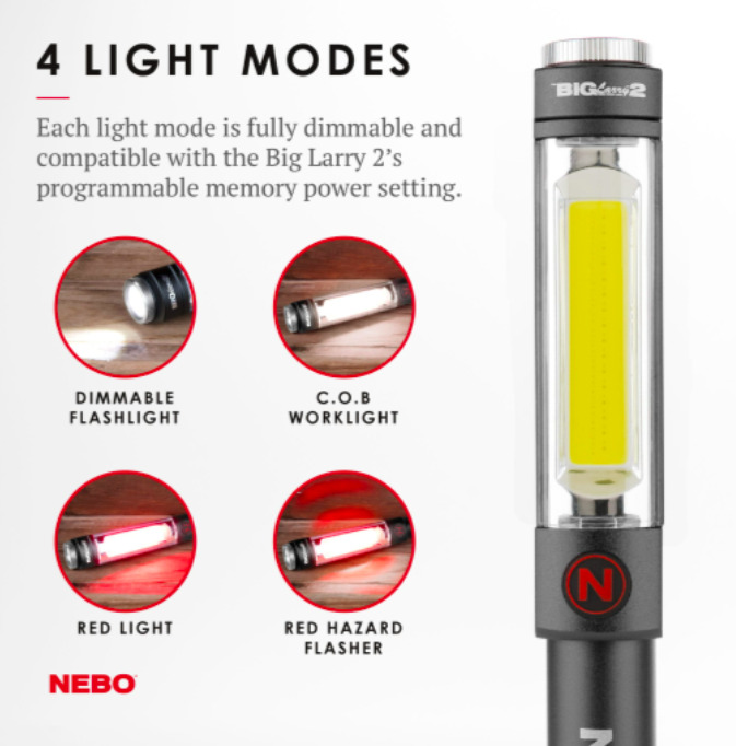 LINTERNA NEBO BIG LARRY 2 500 LUMENES PILAS AA GRIS - Imagen 2