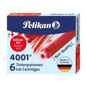 Cartucho de Tinta Corto para Pluma Estilográfica Pelikan TP/6 Tinta 4001 Color Rojo, contiene 6 unidades