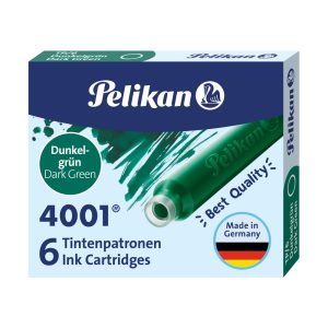 Cartucho de Tinta Corto para Pluma Estilográfica Pelikan TP/6 Tinta 4001 Color Verde Oscuro, contiene 6 unidades.