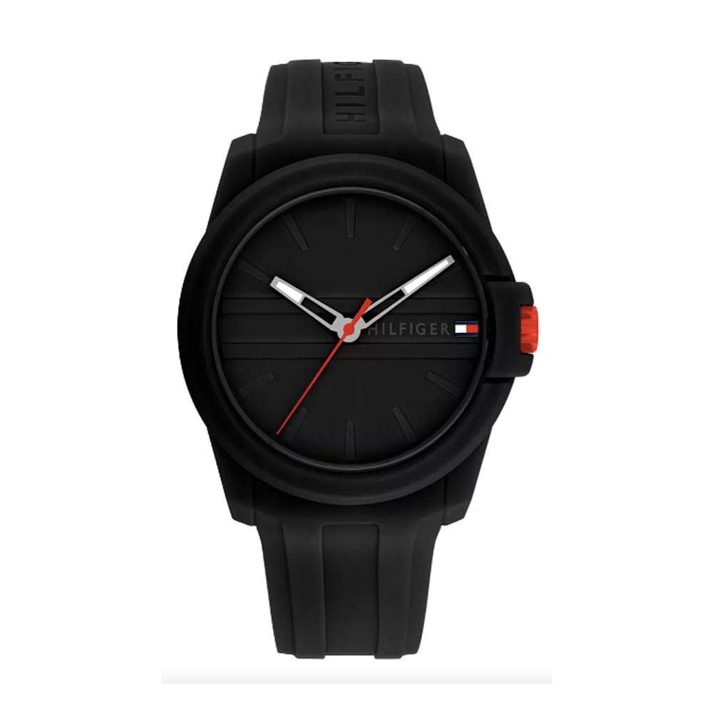 RELOJ TOMMY HILFIGER 1710596 ANALOGO PULSERA SILICONA NEGRA. HOMBRE