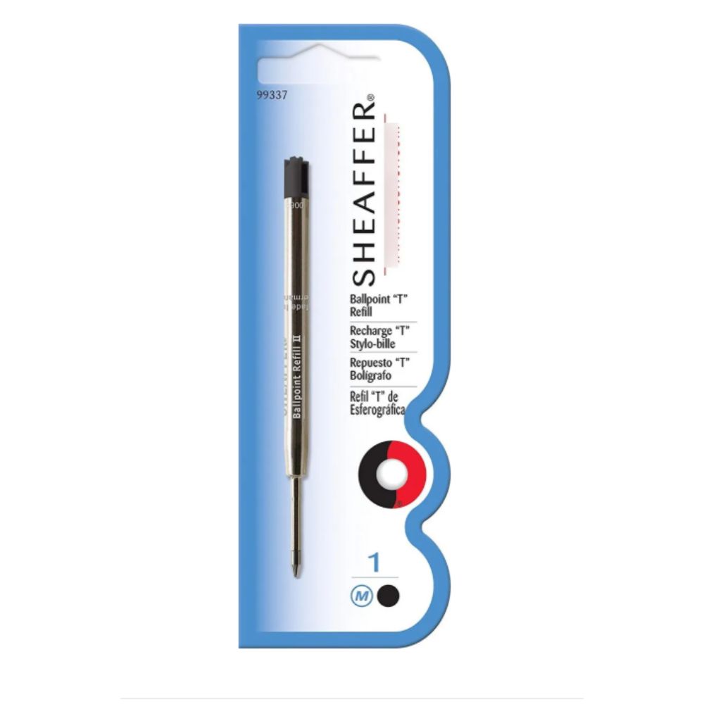 REPUESTO SHEAFFER TIPO "T" BOLÍGRAFO NEGRO PUNTO MEDIANO 99337
